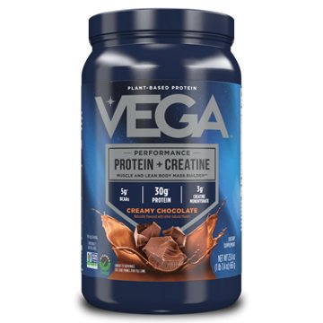 Vega 30g Protein + Creatine Powder - Creamy Chocolate, 23.4 oz
