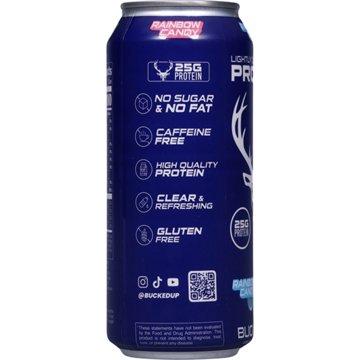 Bucked Up Clear Lightly Carbonated 25g Protein Drink - Rainbow Candy