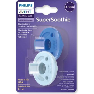 Avent Super Soothie Pacifiers (3-18 Months) -  Light Blue & Sky Blue, 2 ct