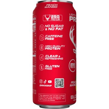 Bucked Up Clear Lightly Carbonated 25g Protein Drink - Peach Mango