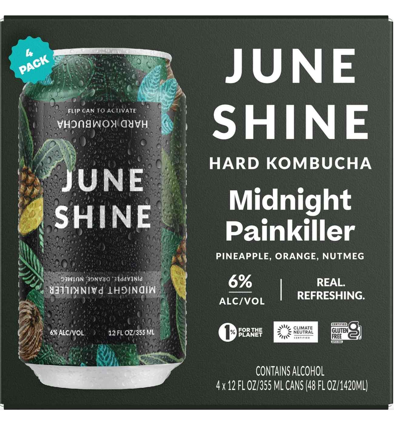 June Shine Midnight Painkiller Hard Kombucha - Pineapple Orange