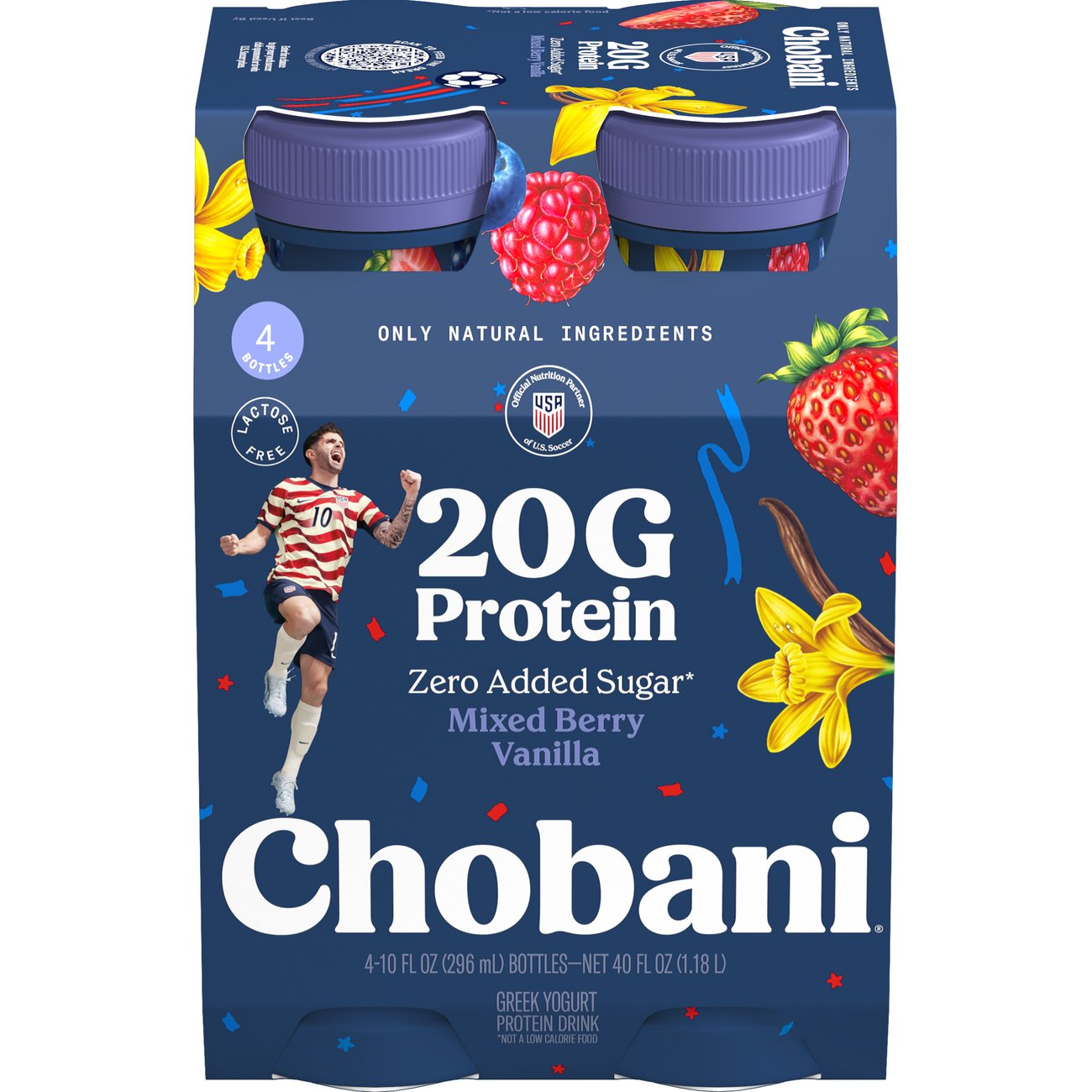 Chobani 20G Protein Zero Sugar Added Mixed Berry Vanilla Yogurt