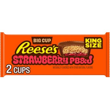 Reese's Strawberry PB&J Milk Chocolate Peanut Butter Cups Candy - King Size