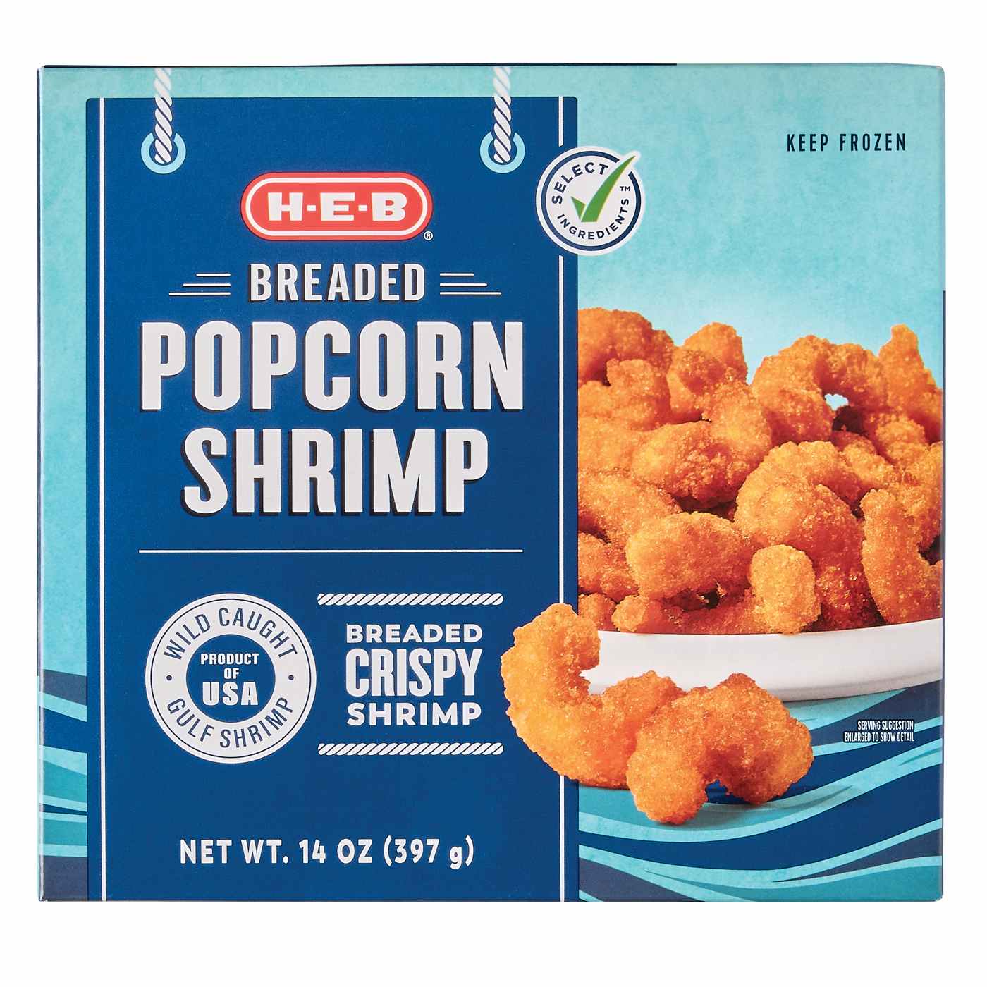 H-E-B Frozen Breaded Wild Popcorn Shrimp; image 1 of 2