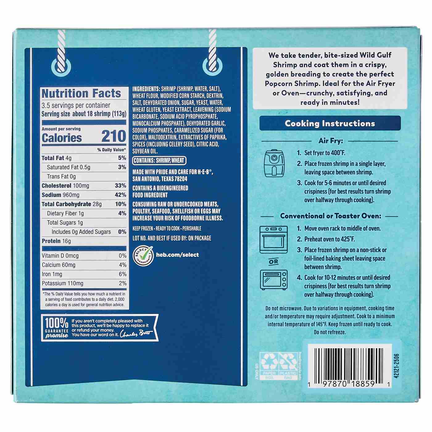 H-E-B Frozen Breaded Wild Popcorn Shrimp; image 2 of 2