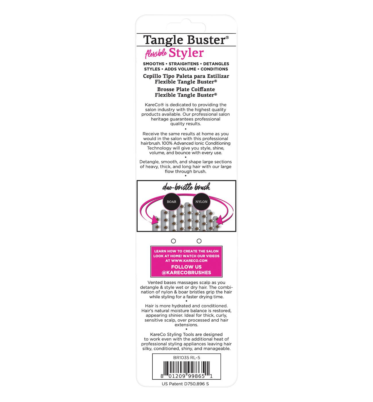 KareCo All Hair Types Boar & Nylon Flexible Tangle Buster Styler Brish; image 3 of 5