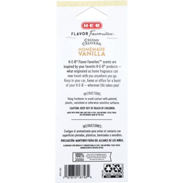 H-E-B Flavor Favorites Car Air Fresheners - Creamy Creations Homemade Vanilla Ice Cream, 3 pk