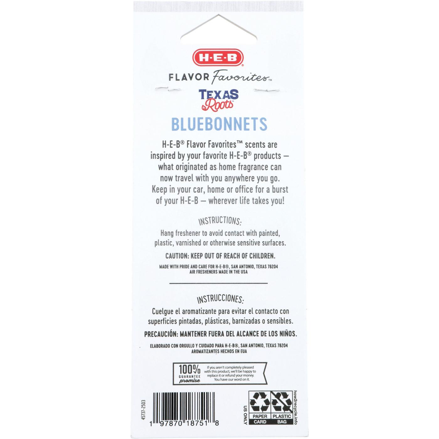 H-E-B Flavor Favorites Car Air Fresheners - Texas Roots Bluebonnets; image 2 of 3