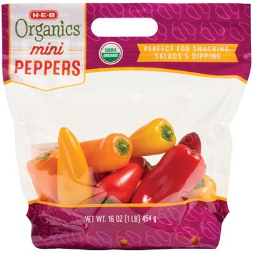 H-E-B Organics Mini Sweet Peppers, 1 lb bag