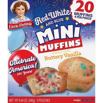 Little Debbie Red White & Blue Buttery Vanilla Mini Muffins Pouches, 5 ct
