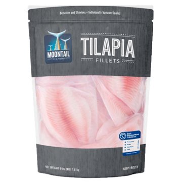 Moontail Frozen Tilapia Fish Fillets, 64 oz, 4 lb bag