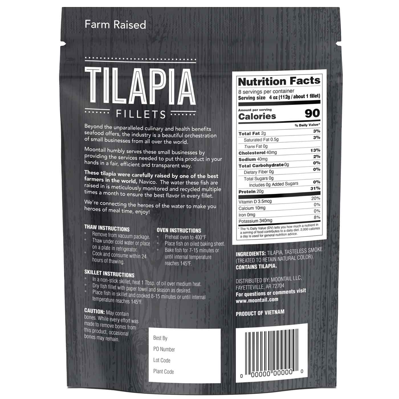 Moontail Frozen Tilapia Fish Fillets; image 2 of 2