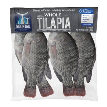Moontail Frozen Whole Tilapia Fish, 48 oz, 3 lb bag