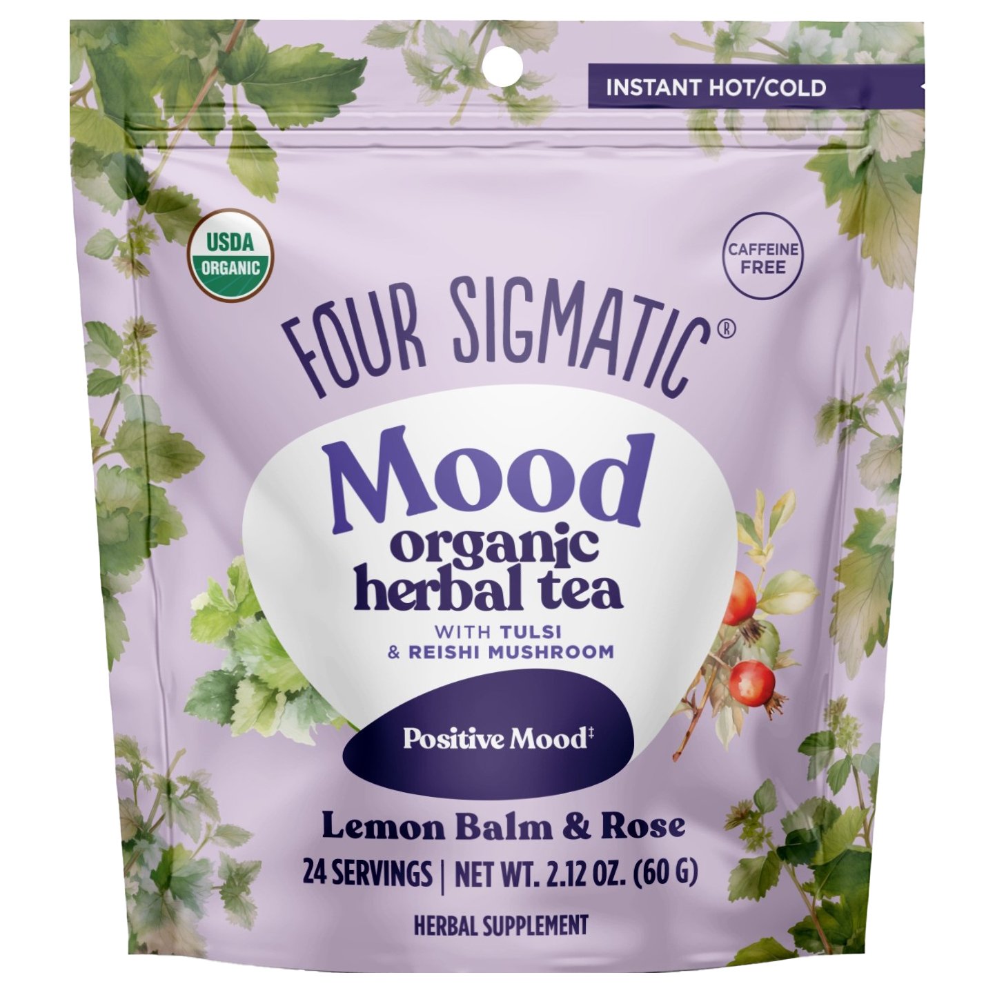 Four Sigmatic Mood Organic Herbal Tea - Lemon Balm & Rose, 2.12 oz
