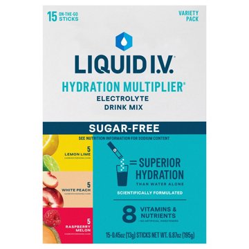 Liquid I.V. Hydration Multiplier Sugar Free Electrolyte Drink Mix Sticks Variety Pack, 15 ct