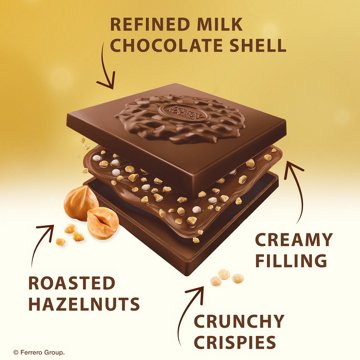 Ferrero Rocher Milk Chocolate Hazelnut Squares, 10 pc