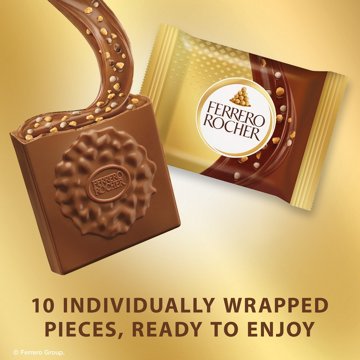 Ferrero Rocher Milk Chocolate Hazelnut Squares, 10 pc