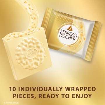 Ferrero Rocher White Chocolate Hazelnut Squares, 10 pc