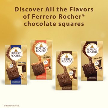 Ferrero Rocher Caramel Milk Chocolate Hazelnut Squares, 10 pc