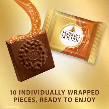 Ferrero Rocher Caramel Milk Chocolate Hazelnut Squares, 10 pc