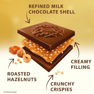 Ferrero Rocher Caramel Milk Chocolate Hazelnut Squares, 10 pc