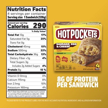Hot Pockets Sausage, Egg & Cheese Frozen Breakfast Sandwiches