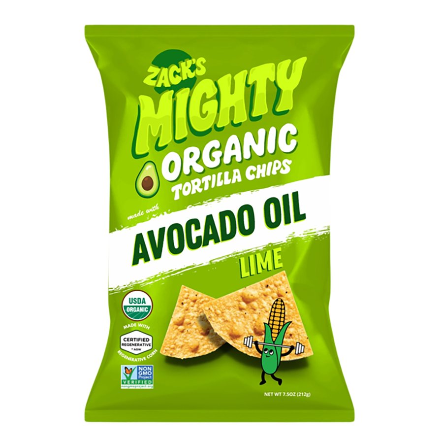 Zack's Mighty Organic Avocado Oil Tortilla Chips - Lime, 7.5