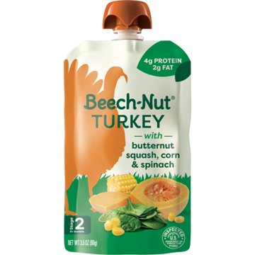 Beech-Nut Baby Food Pouch - Turkey With Corn Butternut Squash & Spinach, 3.5 oz