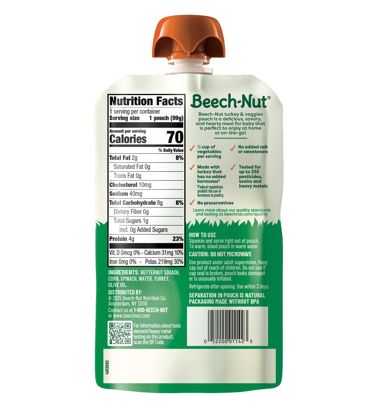 Beech-Nut Baby Food Pouch - Turkey With Corn Butternut Squash & Spinach; image 2 of 2