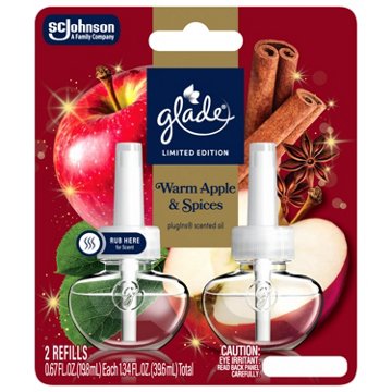 Glade PlugIns Refills Air Freshener - Warm Apple & Spices, 1.34 oz, 2 ct