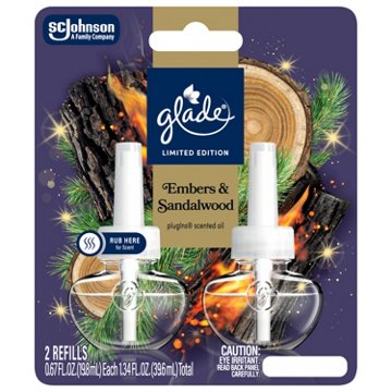 Glade PlugInsRefills Air Freshener - Embers & Sandalwood, 1.34 oz, 2 ct