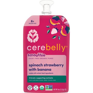 Cerebelly Dairy Free Organic Smoothie Pouch - Spinach Strawberry Banana, 4 oz
