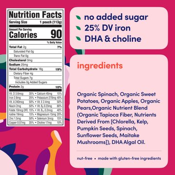 Cerebelly Dairy Free Organic Smoothie Pouch - Spinach Strawberry Banana, 4 oz