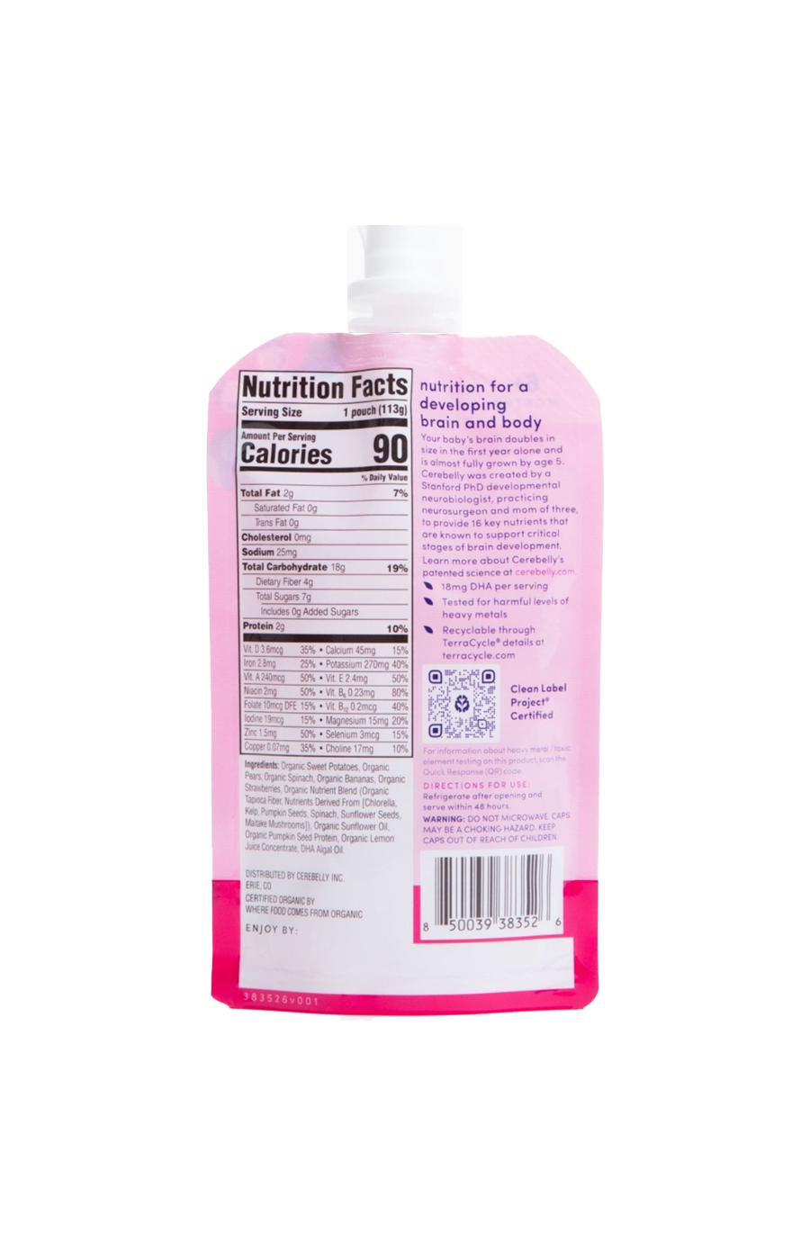 Cerebelly Dairy Free Organic Smoothie Pouch - Spinach Strawberry Banana; image 4 of 6