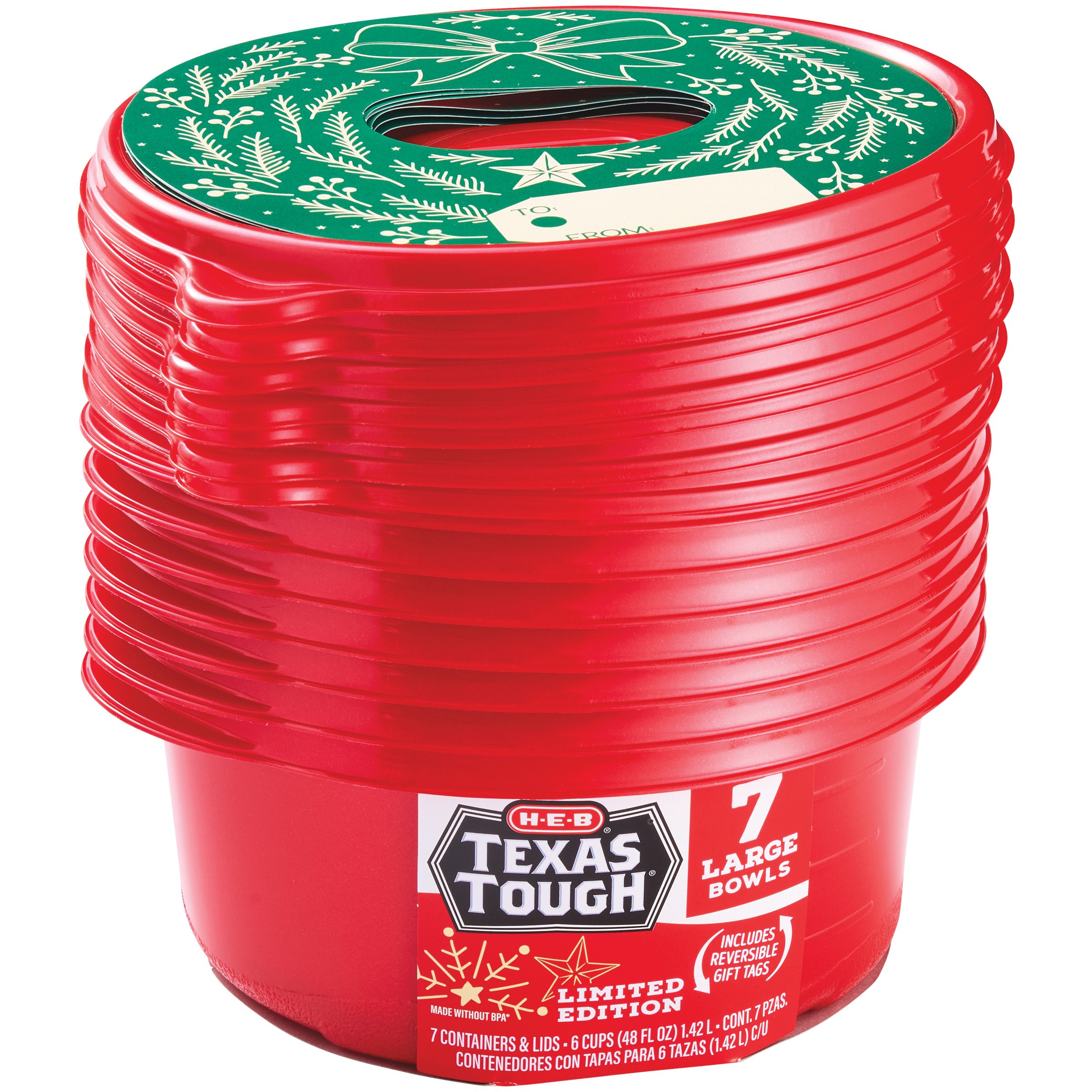 H-E-B Texas Tough Red Large Bowl Storage Containers, 7 ct - Shop ...