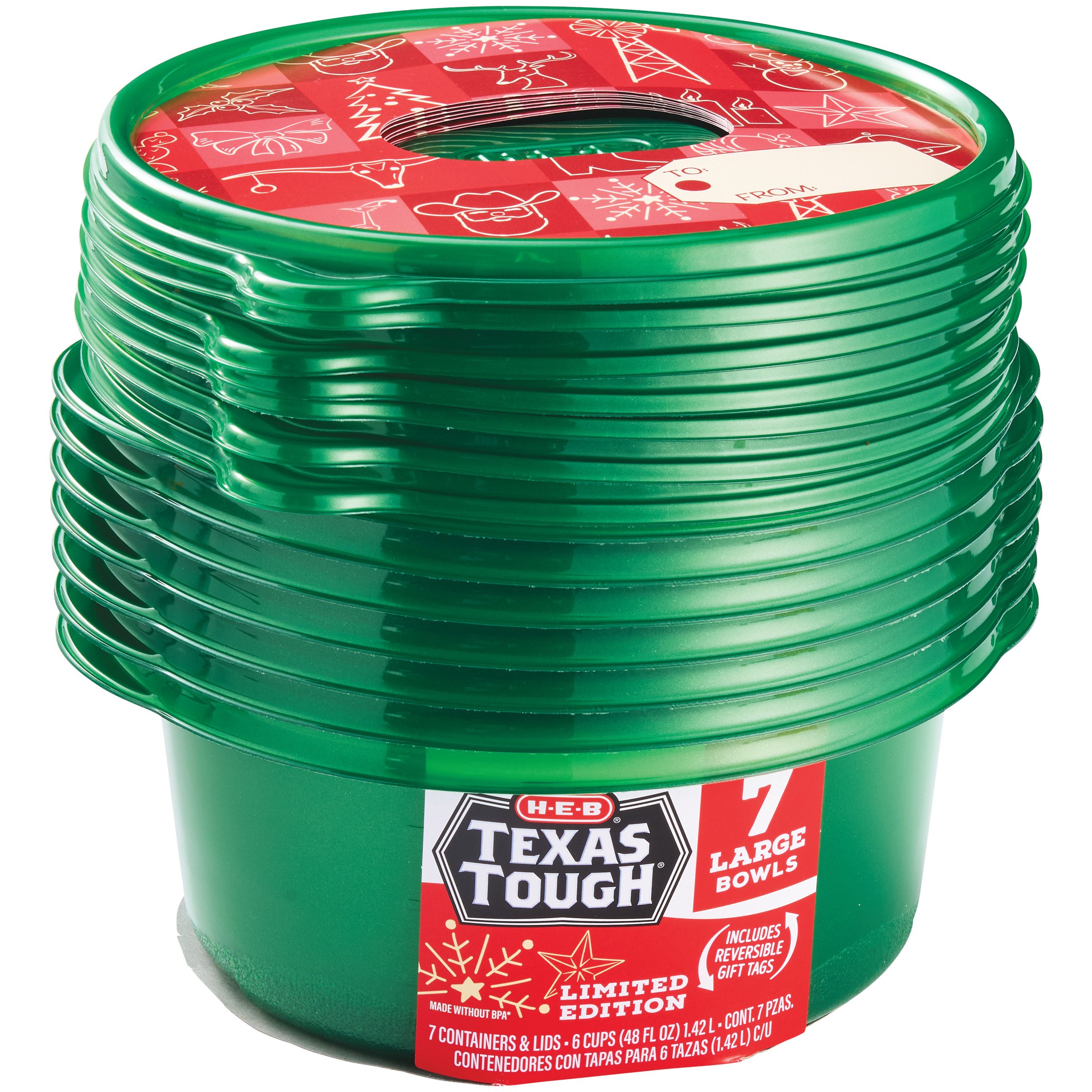 H-E-B Texas Tough Green Large Bowl Storage Containers, 7 ct - Shop ...