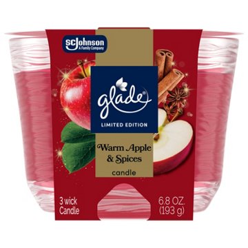 Glade 3-Wick Candle Jar - Warm Apple & Spices, 6.8 oz