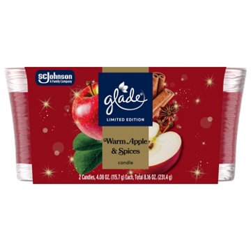Glade Candle Jar - Warm Apple & Spices, 4.08 oz, 2 ct