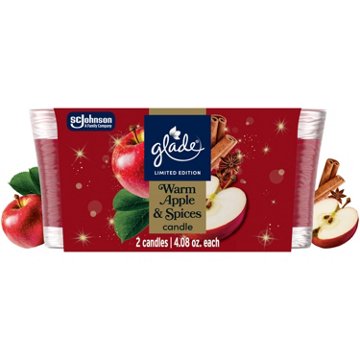 Glade Candle Jar - Warm Apple & Spices, 4.08 oz, 2 ct