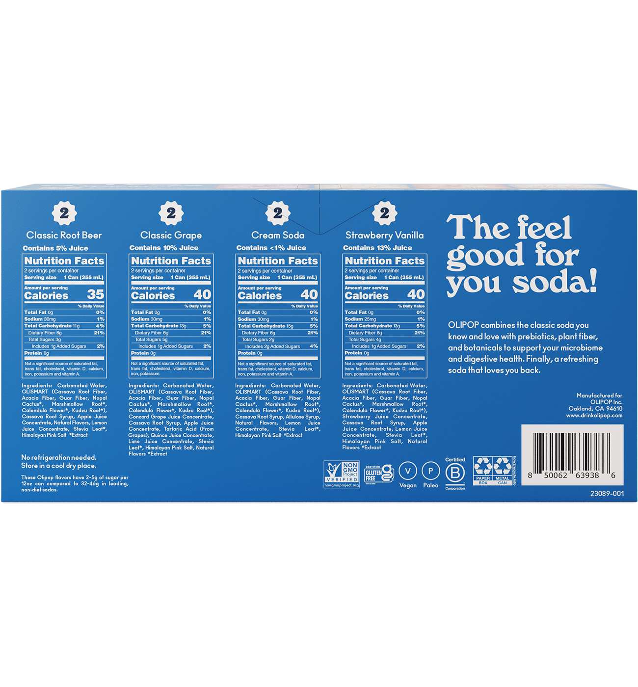 Olipop Prebiotic Soda Favorites Variety 8 pk Cans; image 2 of 2