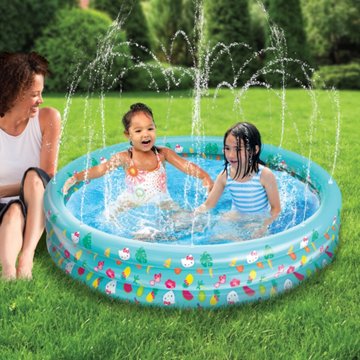 Hello Kitty 3 Ringed Inflatable Kiddie Pool with Built-in Sprinkler