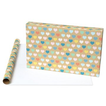 American Greetings Multi-Colored Hearts Kraft Wrapping Paper, 20 sq. ft. 