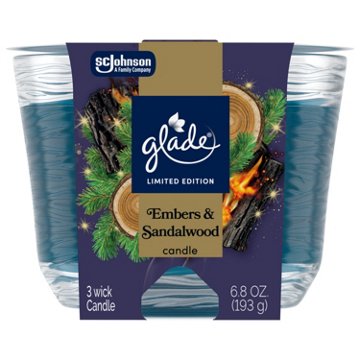 Glade 3-Wick Candle Jar - Embers & Sandalwood, 6.8 oz