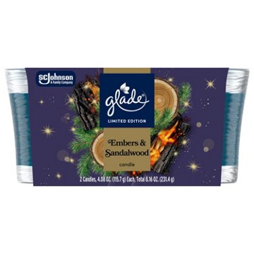 Glade Candle Jar - Embers & Sandalwood, 4.08 oz, 2 ct
