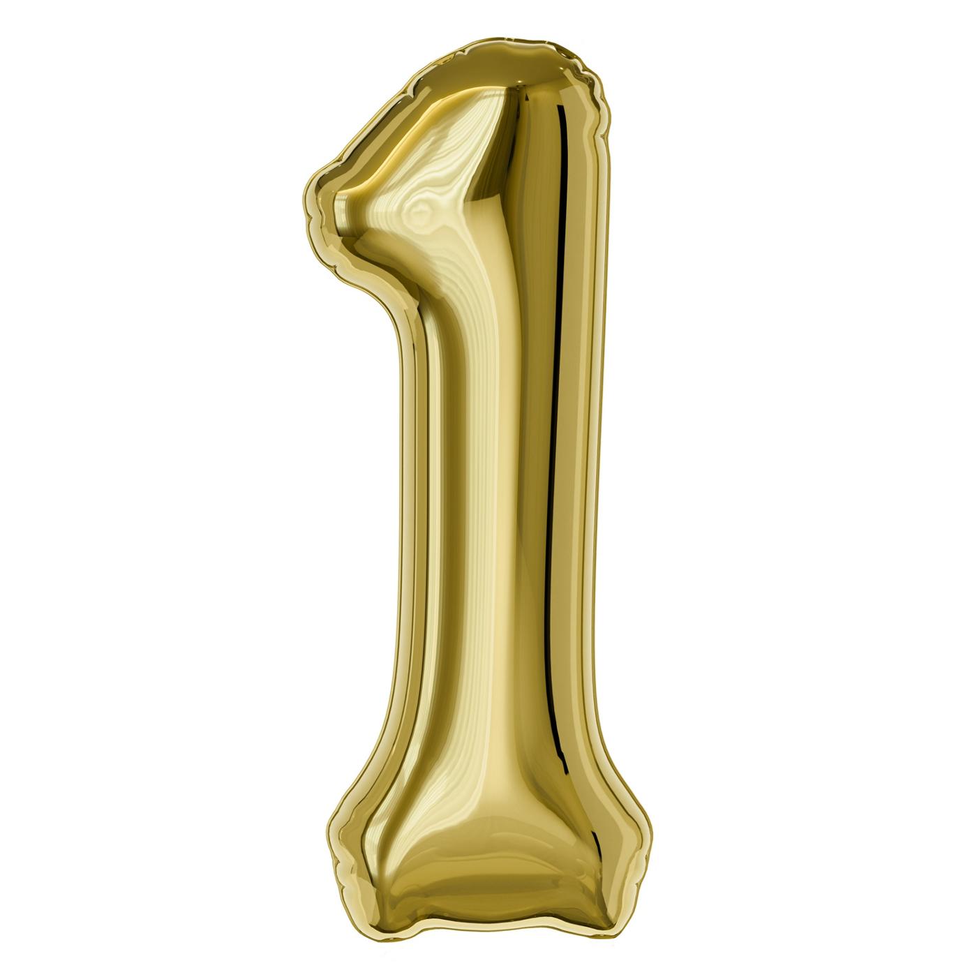 American Greetings Number 1 Large Gold Foil Uninflated Balloon; image 2 of 3