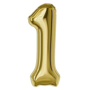 American Greetings Number 1 Large Gold Foil Uninflated Balloon, 34" x 25"