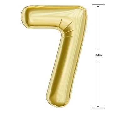American Greetings Number 7 Large Gold Foil Uninflated Balloon, 34" x 25"