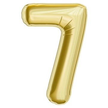 American Greetings Number 7 Large Gold Foil Uninflated Balloon, 34" x 25"