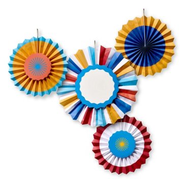 American Greetings Colorful Medley Decorative Party Fan Set for Birthday Celebrations, 11" x 14.75''