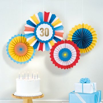 American Greetings Colorful Medley Decorative Party Fan Set for Birthday Celebrations, 11" x 14.75''